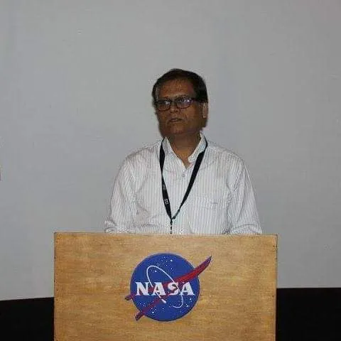 A speaker at a NASA podium